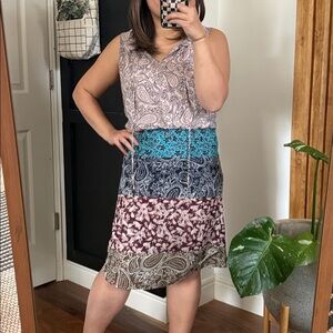 Cabi‎ Dani Paisley Kneed length Smocked Dress. Size S